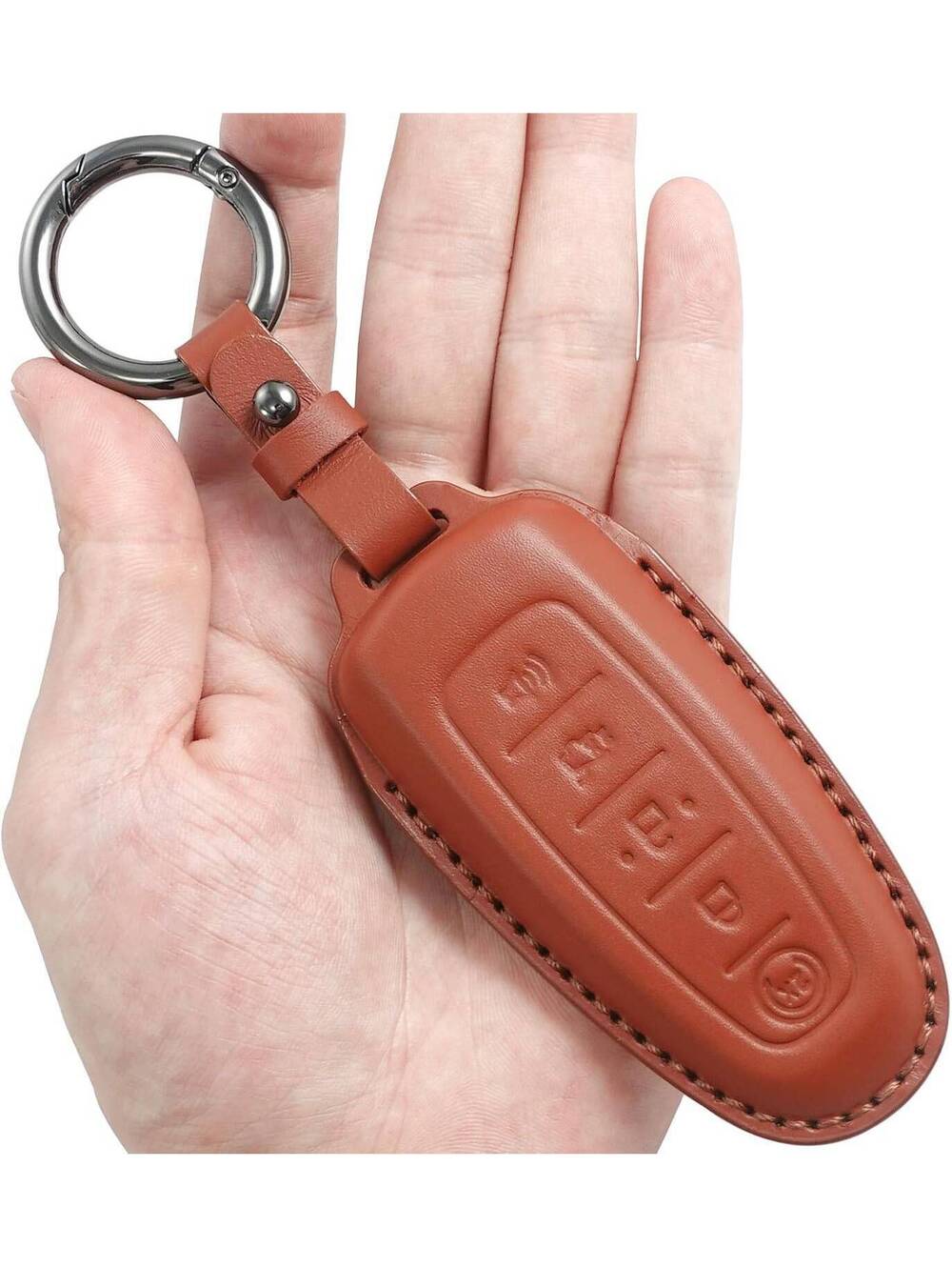 Kirsnda Brown Leather Ford 5-Button Key Fob Cover, Fashion, Style